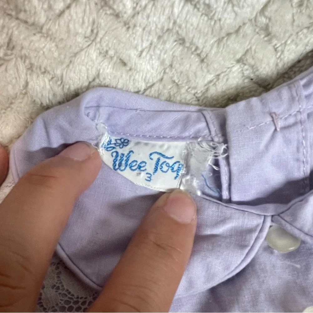 Vintage Wee Togs Lavender Lace Peter Pan Collar‎ Dress Size 3 Cottagecore